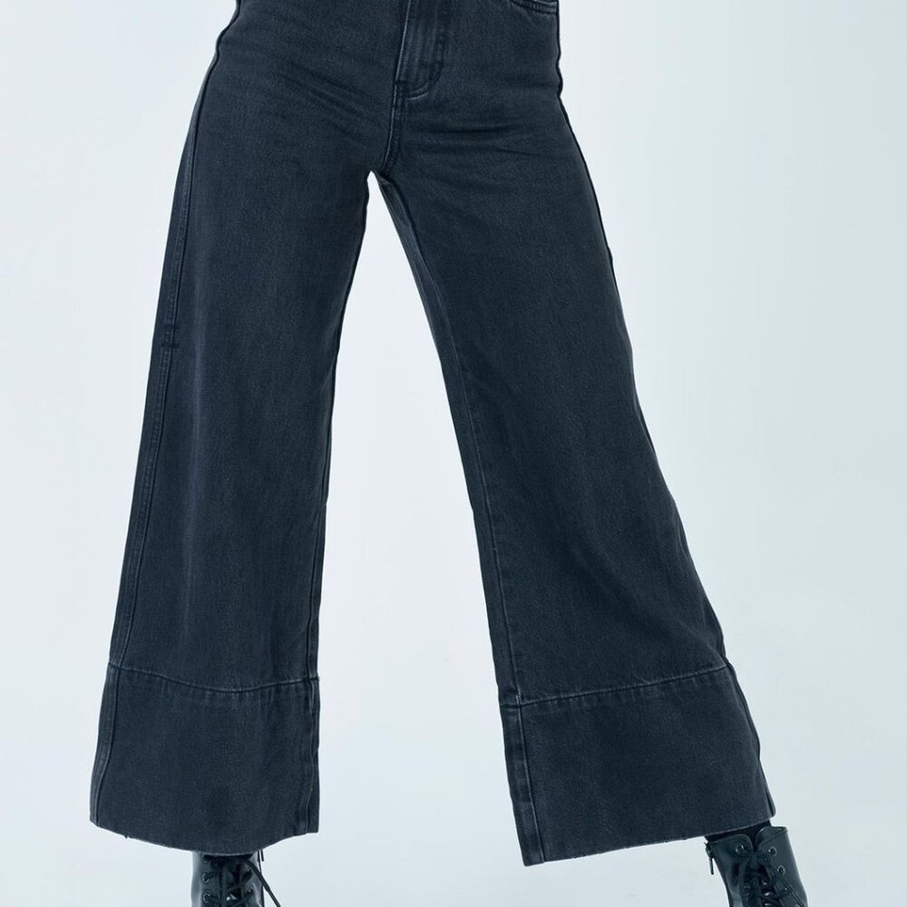 Thrills Canyon Jeans high-waisted wide leg black jeans size 26 - Picture 2 of 7